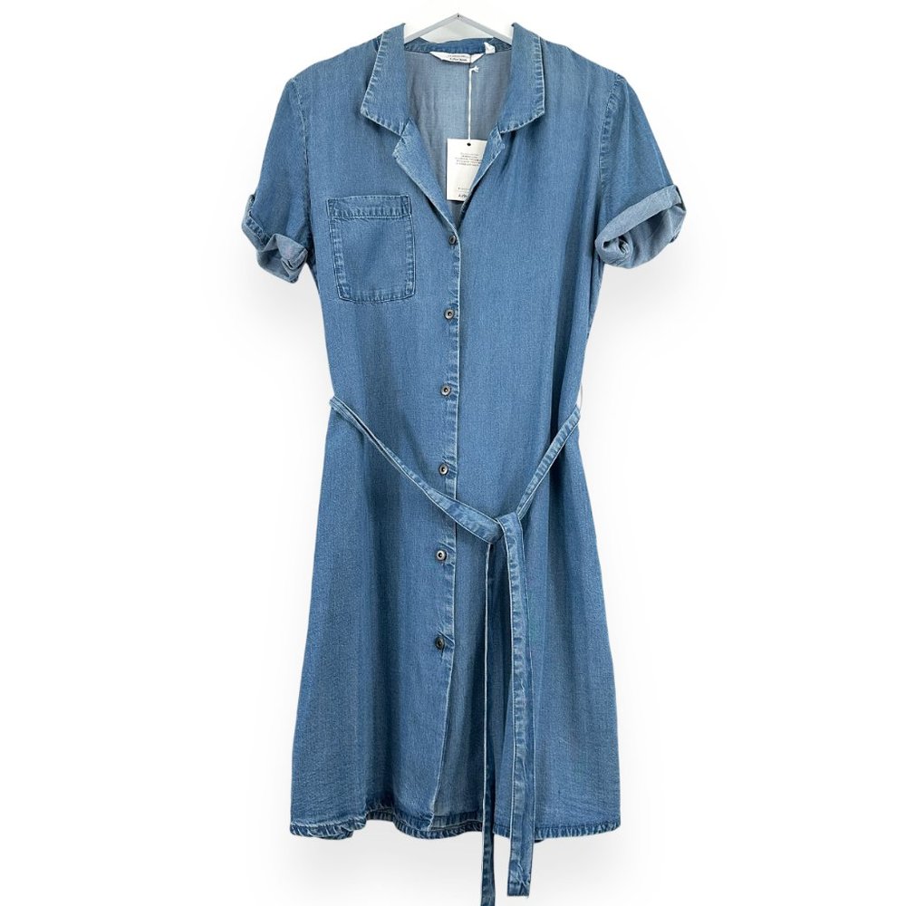 NWT & Other Stories Blue Chambray Belted Button Up Shirt Dress